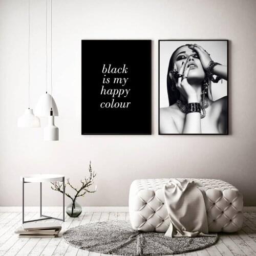 Modern Fashion Sexy Girl Canvas Painting Posters and Prints Wall Art Picture For Living Room Home Decor Black Quote Lip No Frame