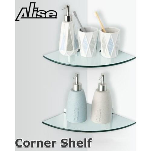 Bathroom Glass Corner Shelf Shower Shelf Shower Shelf Wall Mount Storage 7MM Tempered Glass Shelf Bracket Bathroom Accessory