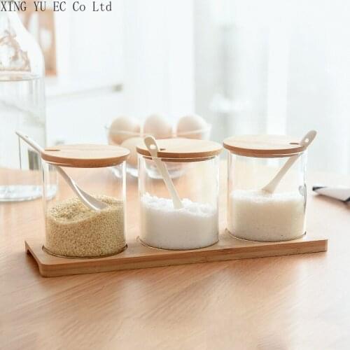 Glass Jars and Lids Cereal Dispenser Spice Organizer Rack Suger Jar Kitchen Canister Sets Suger Jar Drain Chopstick Holder