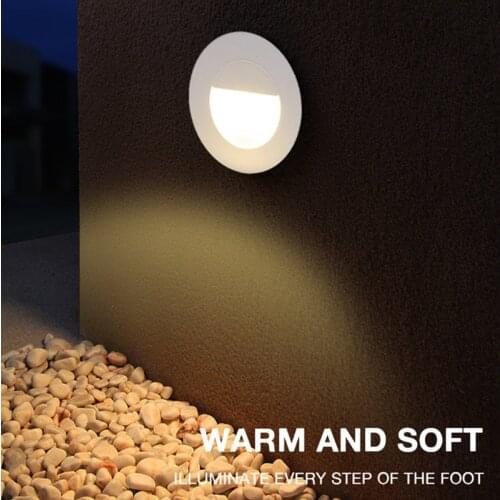 3W Led stair light recessed step lights Round AC85-265V outdoor & indoor waterproof fashion corner Ladder Led Wall lamp Footligh