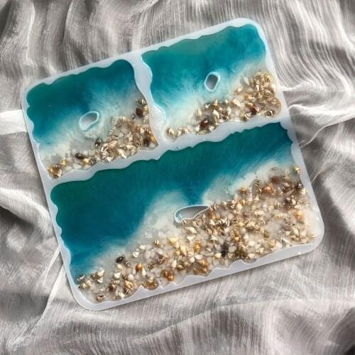 Plate Coaster Tray with Hole Silicone Mold Set DIY Home Decoration Resin Art Supplies Mold Plate Silicone Resin Plate