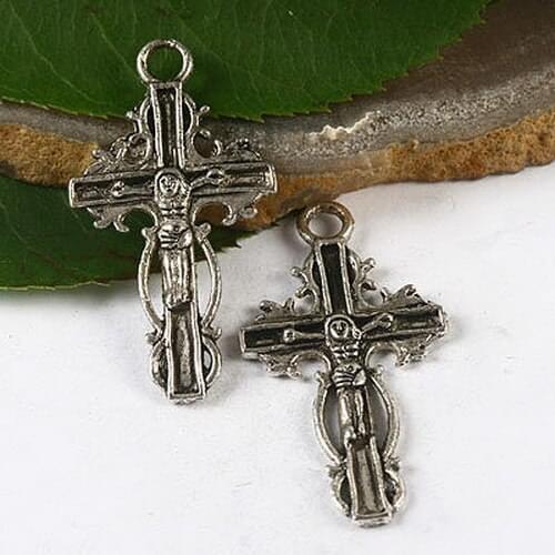 20pcs Tibetan silver crucifix charms h2833