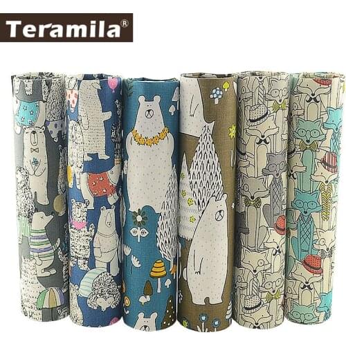 TERAMILA Mix Animals Brown Telas Cotton Quilting Fabric Sewing Material Twill DIY Patchwork Textile Tissu Coton 6 PCS/40cmx50cm