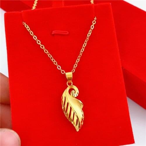Korean Classic 14k Gold Pendant Necklace No Chain for Womens Wedding Engagement Jewelry Maple Leaf Leaves Pendant Jewelry Gifts