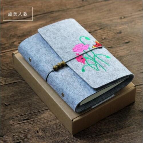 Embroidery Felt shell fabric note book loose leaf inner core B6 notebook diary B6 plan binder office supplies ring binder