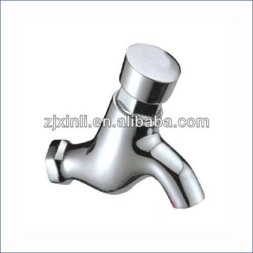 X10240 - Luxury Brass Time Delay Bibcock Silver Color Delay Bib Tap Wall Mounted Self-closing Bib Faucet