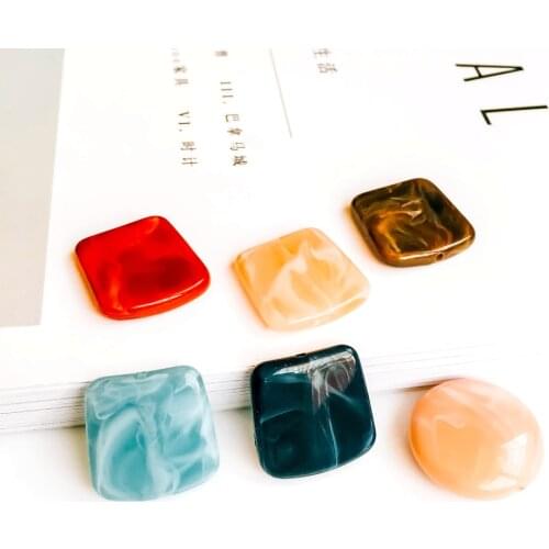 ZEROUP Resin Round Rectangle Beads Earring Pendant Necklace Charms Supplies for Jewelry Finding 6pcs