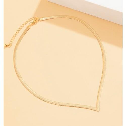 New Creative V Shape Snake Chain Necklace Statement Women Gold Color Snake Choker Metal Necklace Neck Chains Womens Jewelry