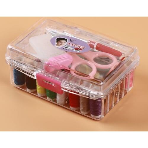 1 Set Sewing Tool Pack Kit Thread Threader Needle Tape Measure Scissor Thimble With Storage Box Sewing Tool Accessory