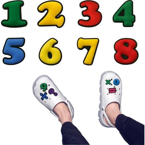 1pcs Colorful Numbers PVC Croc Shoe Charms Decorations Accessories Buckles Jibz For Croc Shoes Charms Wristbands Kids Gifts