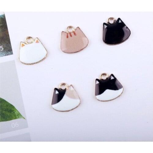 10pcs/lot cut cat Enamel Contrast head portrait Charm For Fashion Jewelry Makings Bracelet DIY Earrings Necklace Findings XL845