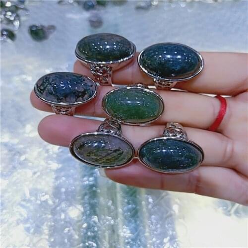 100% Real green jade ring ocean water moss agate rings resizable ring 925 sterling silver ring men women rings jade jewelry