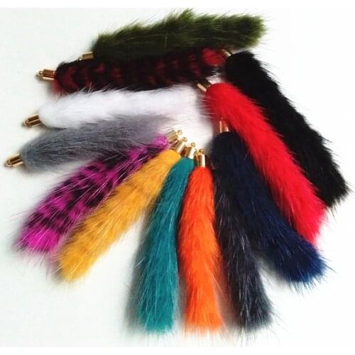 12 Cute Real Mink Fur Tassel Pendant Copper Silver KC Gold Cap Pompon DIY Part Jewelry Accessories Making For Earring Shoes Coat