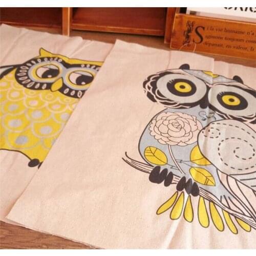 150 cm X 50 cm hot sale owl printed handmade fabric linen fabric for sofa and luggage