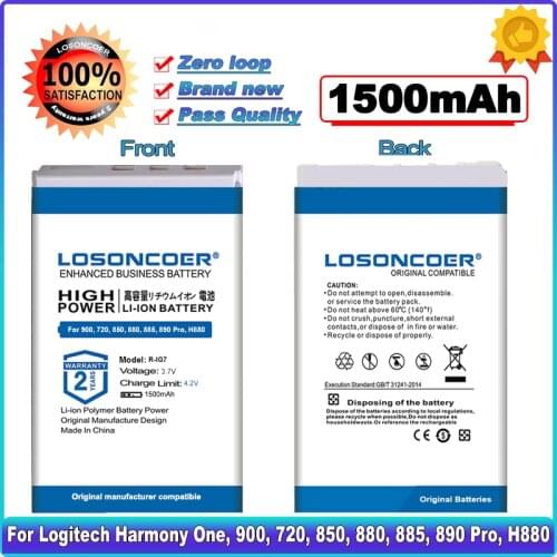1500mAh R-IG7 RIG7 Remote Control Battery for Logitech Harmony One, 900, 720, 850, 880, 885, 890 Pro, H880 High Capacity Battery