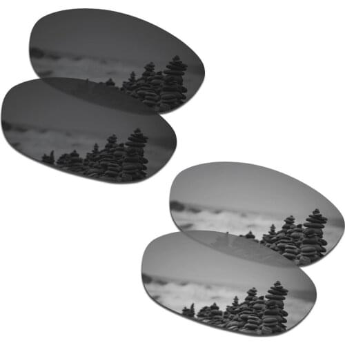 SmartVLT 2 Pairs Polarized Sunglasses Replacement Lenses for Oakley Fives 2.0 Stealth Black and Silver Titanium