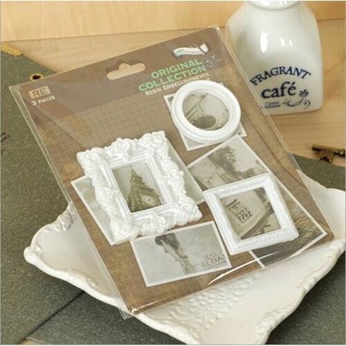 3 packs / lot) white resin frames for photo decorating-scrapbook embellishments