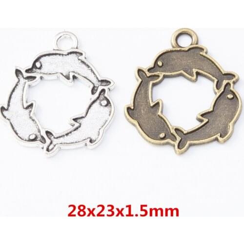 35 pieces of retro metal zinc alloy dolphin Pendant for DIY handmade jewelry necklace making 8113