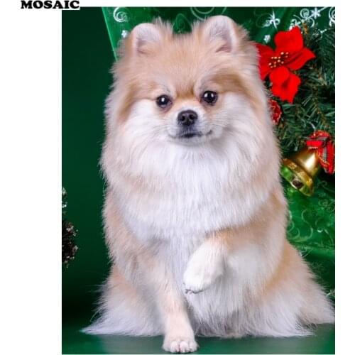 5D Diamond Embroidery Christmas Dogs Spitz Christmas tree Animals Diamond Mosaic Needlework Diamond painting Home Decor