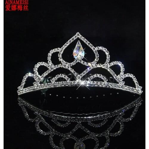 AINAMEISI 3 colors Fashion Crystal Wedding Hair Combs For Women Girls Party Crown Charm Heart Bridal Hair Jewelry Accessories