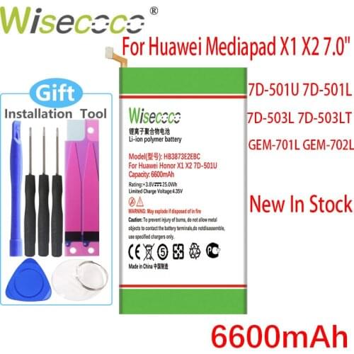 WISECOCO 6600mAh НВ3873Е2ЕВW NEW Battery For Huawei Mediapad X1 X2 7.0"/7D-501U 7D-501L 7D-503L 7D-503LT GEM-701L GEM-702L/703L