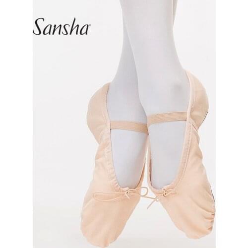 Sansha Baby Girl Boy Kid Ballet Shoes Canvas Suede Split Sole Soft Ballet Slippers Lightweight Dance Shoes Young Student NO.55C