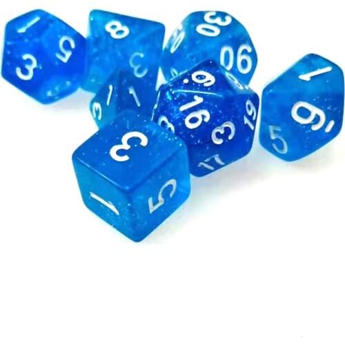 Rollooo Glitter Rpg dice D4 D6 D8 D10 D% D12 and D20 7Pcs/Set