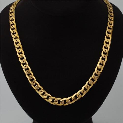 Mens Hiphop Thick Gold Cuban Link Chain Necklace For Men Hip Hop 12mm/8mm Stainless Steel Chain Male Jewelry