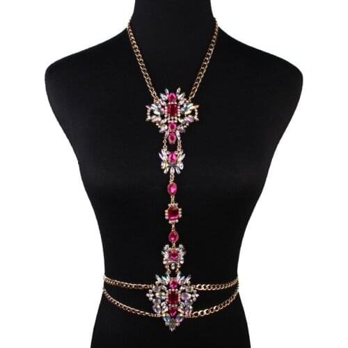 Hot selling fashion inlaid diamond simple body chain womens jewelry set alloy inlaid diamond body chain versatile accessories