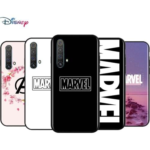 Black Soft Marvel Logo For Realme 7i Global C2 C3 C11 C12 C15 C17 X2 X3 Superzoom X50 XT Q2 Q2i Pro 5G Phone Case