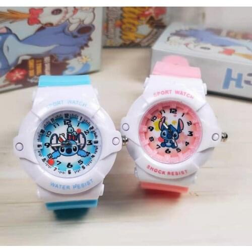 Disney Stitch child Cartoon watch girl Silica gel Digital pointer Quartz watches Sports and leisure watches Childrens watch