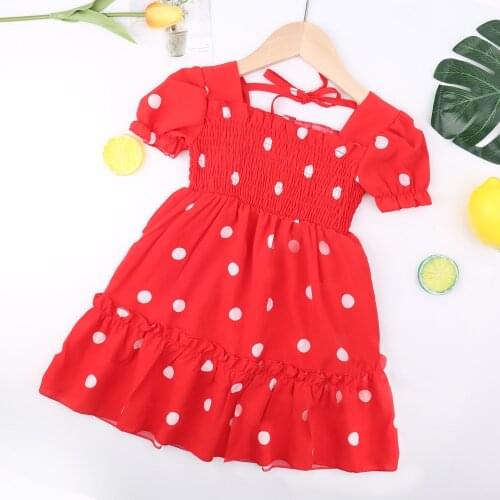 LZH Childrens Dress 2021 Summer Toddler Baby Girls Sweet Polka Dot Chiffon Dress For Girls Clothes Kids Dress 2 3 4 5 6 7 Years