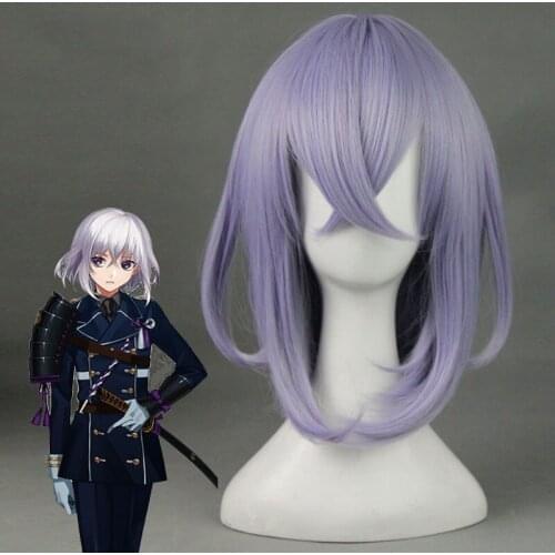 Game Sword Disorderly Dance Bone Cane Four Lang Light Purple Cosplay Anime Wig