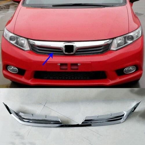 For Honda Civic 9th 2012-2013 ABS Chrome Front Center Mesh Grille Grill Cover Trim