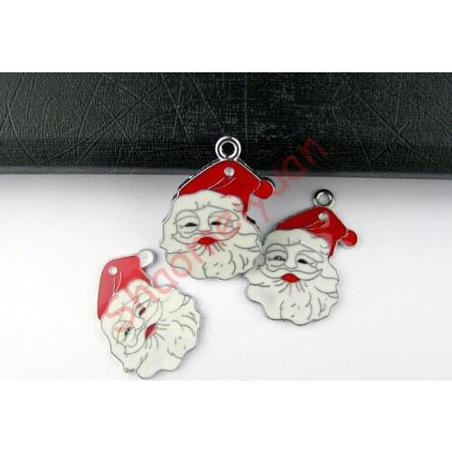 ECM09 Mix Color 20Pcs Alloy Metal Enamel Christmas Santa Claus Charms Pendants 35x23mm