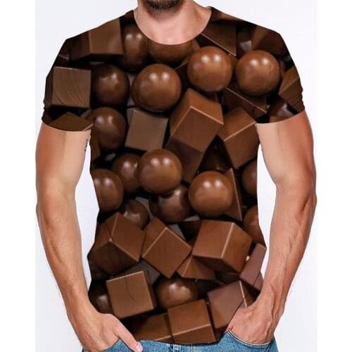 Chocolate 3d Man T-Shirt Short-Sleeved Male Creative Spoof Pattern Mens T-shirt Summer Large Size Clothes for Men and Women