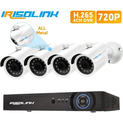 Irisolink 4CH Video Surveillance System 1080N DVR Security Camera System 4pcs 720P Nightvision IP67 Waterproof Cctv Cameras Kits