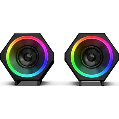 Laptop Speaker,10W USB Powered Gaming Speaker,Enhanced Clear Stereo Sound RGB LED Light,3.5mm Aux-in Wired Multimedia Speaker