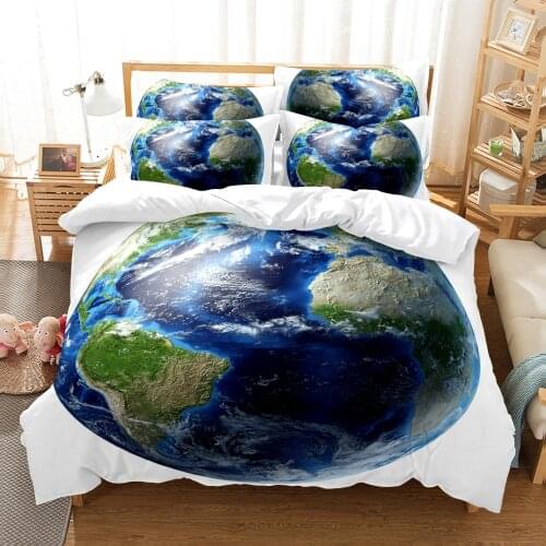 Blue Earth Dreamy Bedding Set Planet Fashion Bedlinen Bedroom De Home Textile For Kids Boys Duvet Cover