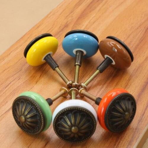 FAST SHIPPING 33mm Cartoon Modern Round Ceramic Knobs for shoe cabinet Cupboard Handles Door Pull for Kids children furniture