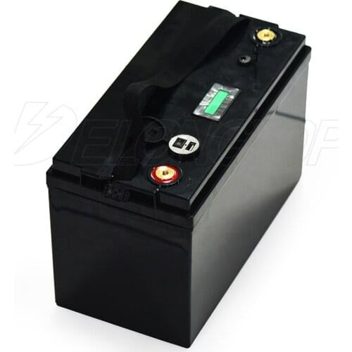 Lithium iron phosphate battery lifepo4 12v 100ah with USB 5V output port and LED Meter Pouch (Polymer)