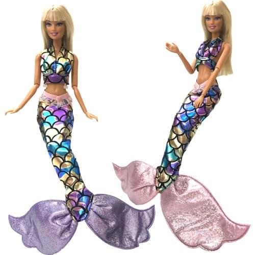 NK 2 Pcs /Set Doll Dress Beautiful Bikini Mermaid Dress Suit For Barbie Accessories Clothes DIY Toys Girls' Doll DIY Gift 9X