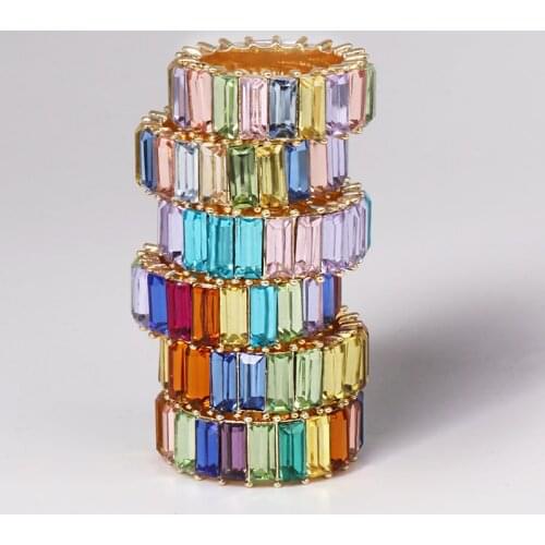 New AAA Cz Zircon Rainbow Ring Cubic Zirconia Gold Filled Engagement Band Ring For Women Jewelry Gift Wholesale