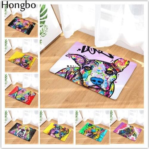 New Creative Color Oil Painting Dog Print Carpets Bathroon Mats Anti-Slip Rugs
