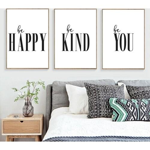 Be Happy Be Kind Be You Quote Posters and Prints Modern Minimalism Typography Wall Art Canvas Painting Picture Home Wall Decor