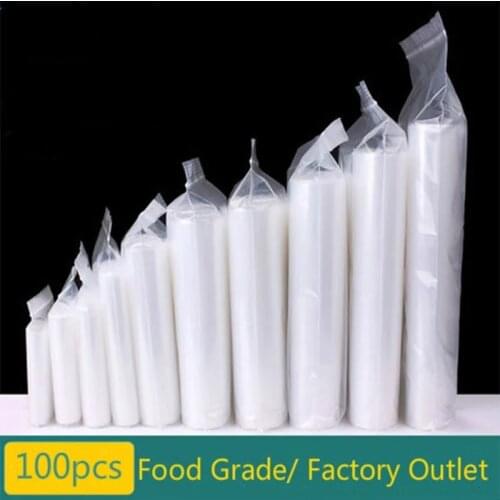 INPLUSTOP 100PCS/LOT Plastic Food Bags Zipper Bag Transparent Packaging Bags 12 Wires Various Sizes Clear Self Sealing Poly Bags