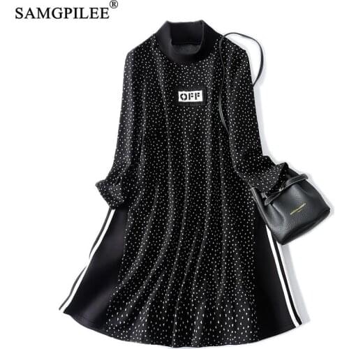 Dresses For Women 2021 Elegant New Fashion Beaded Stitching Striped Beaded European Loose Dress Autumn Clothes Womens 4XL