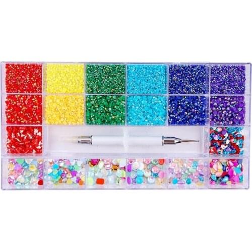 Resin Rhinestones Soft Clay Flakes Special-Shaped Set Rainbow AB with Drill Pen Nails Accessories Creative Decorations
