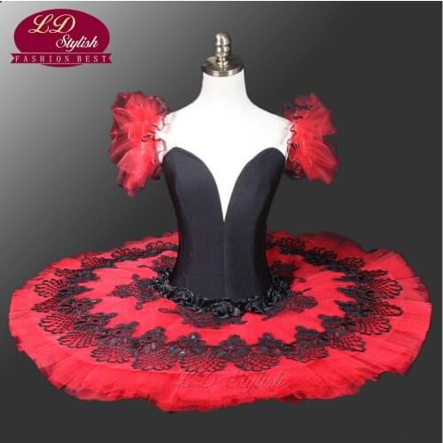 Don Quixote Professional Tutus Red Black Pancake Ballet Costumes Performance Classical Ballet Tutu Nutcracker Tutu Red LD0026