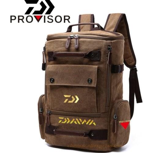 DAIWA Mens Backpack Vintage Canvas Backpack Fishing Bag Travel Bags Large Capacity Backpack Laptop High Qualit Backpack Bag
